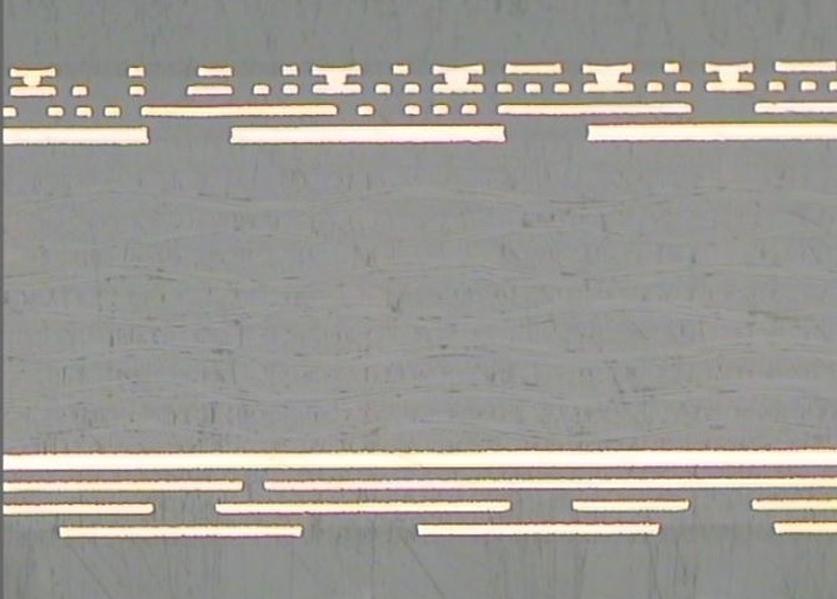 Blind MicroVias laser 100 µm on High TG Material, copper filled: SBU 3+N+3